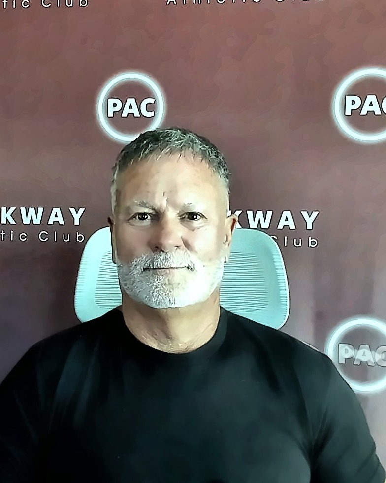 Steve Main at his desk at Parkway Athletic Club